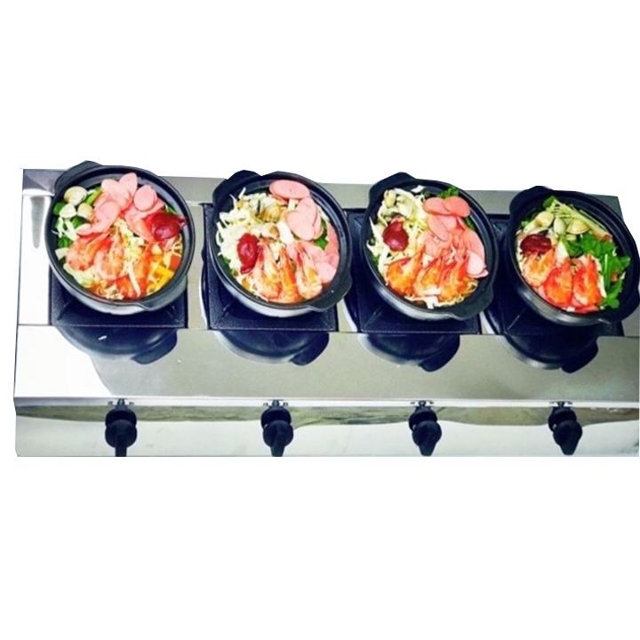 Bếp gas nấu mì cay 4 họng ngang chuyên bánh xèo, cơm niêu