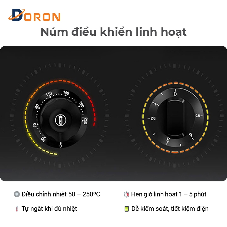 Máy làm bánh ốc quế công nghiệp đôi DORON_131 2400W kiểm soát nhiệt độ chính xác, bánh thơm ngon