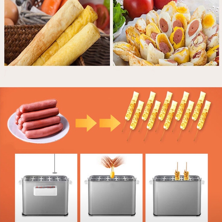 Máy làm trứng xúc xích 1400W 10 ống công nghiệp năng suất cao, làm nóng nhanh