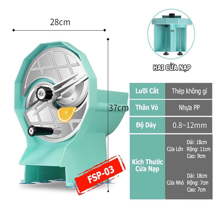 Cắt lát trái cây, rau củ quả đa năng có chỉnh độ dày mỏng 0,8-12mm