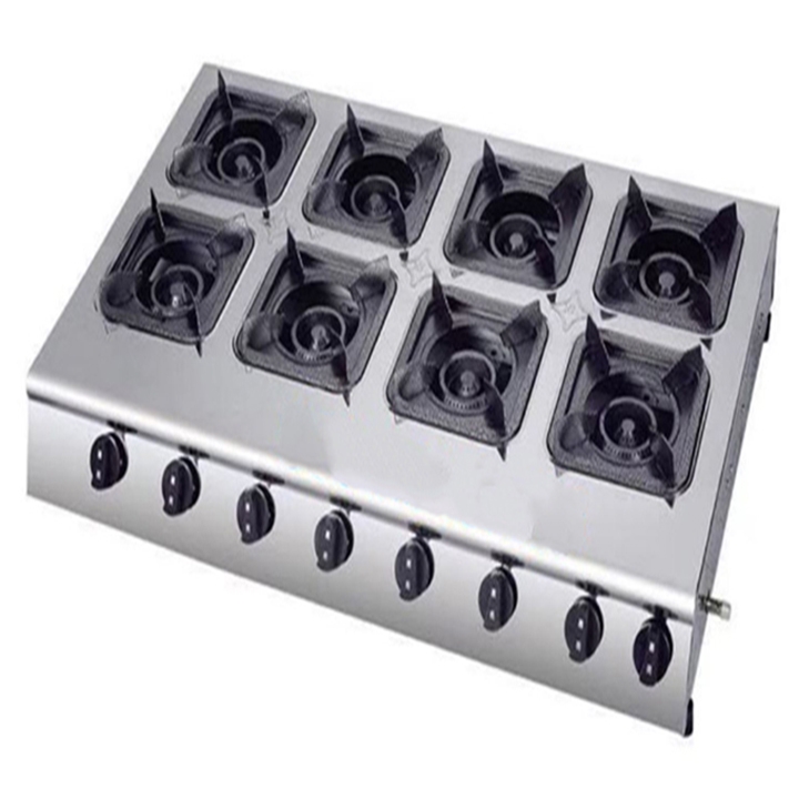 Bếp gas nấu cơm niêu, bếp gas mỳ cay 8 đầu đốt chất liệu inox, vệ sinh dễ dàng