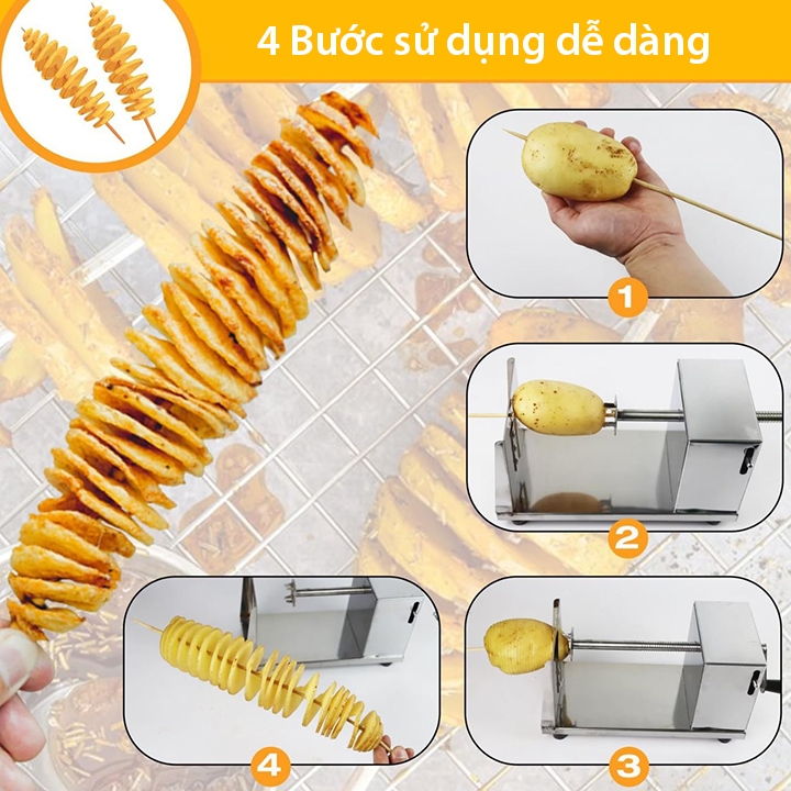 Máy cắt lốc xoáy khoai tây DORON inox không rỉ, sạch sẽ, tiện lợi