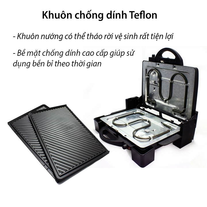 Máy kẹp nướng bánh mì SOKANY 2000W gia nhiệt kép, chống dính telfon siêu bền