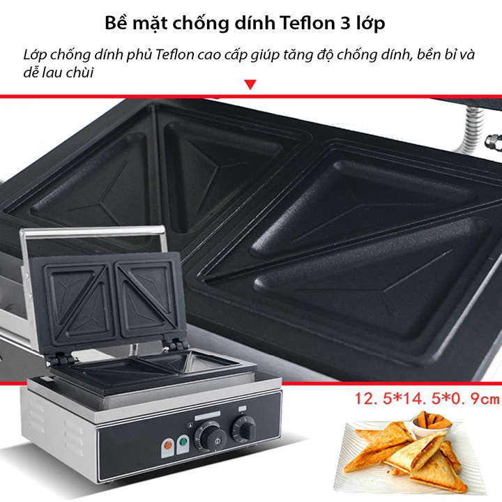 Máy nướng bánh mì sandwich, hotdog waffle 2200W làm nóng nhanh, an toàn, dễ sử dụng