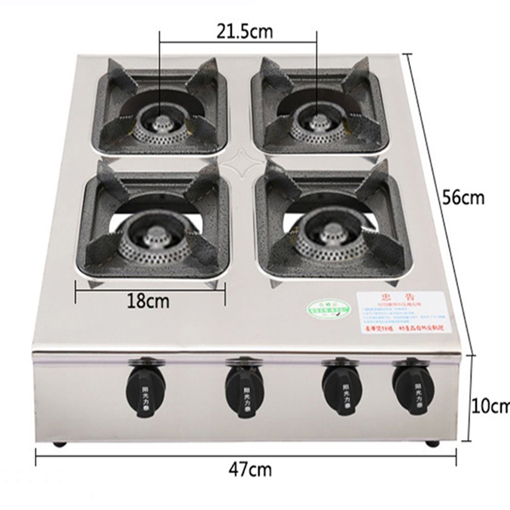 Bếp nấu mỳ cay, bếp gas mỳ cay 4 lò vuông 4 họng nấu cơm niêu, bánh xèo