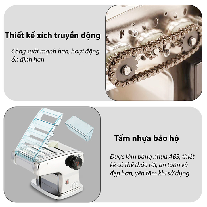 Máy cán mì 135W cán mỏng cắt mì chạy điện tăng cao năng suất