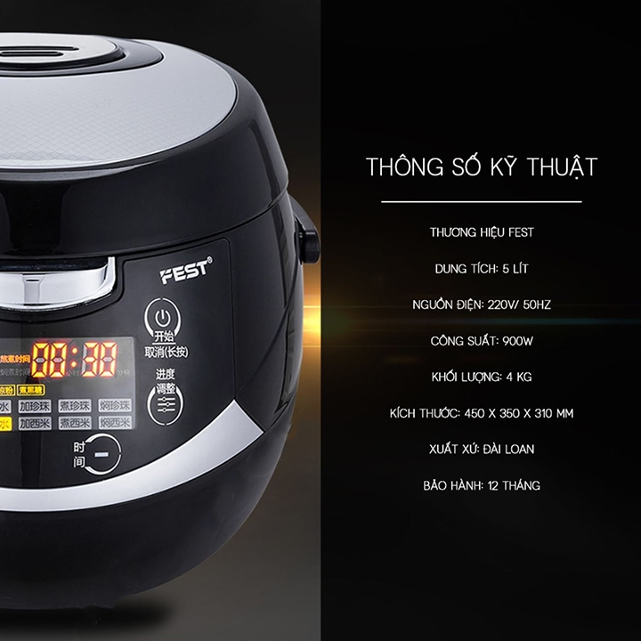 Nồi nấu trân châu FEST 900W 5L nấu và ủ tự động siêu ngon, siêu bền, giá tốt
