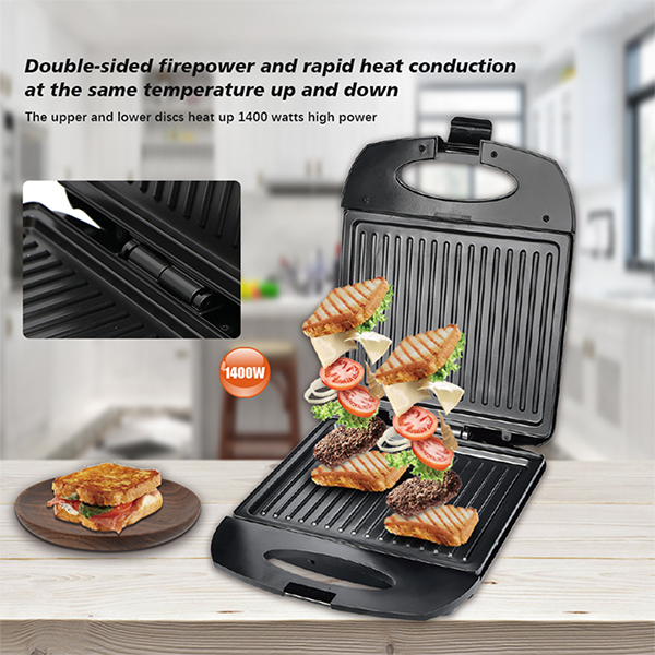 Máy kẹp nướng bánh mỳ đôi HAEGER RAF 1400W gia nhiệt kép 2 mặt, làm nóng nhanh
