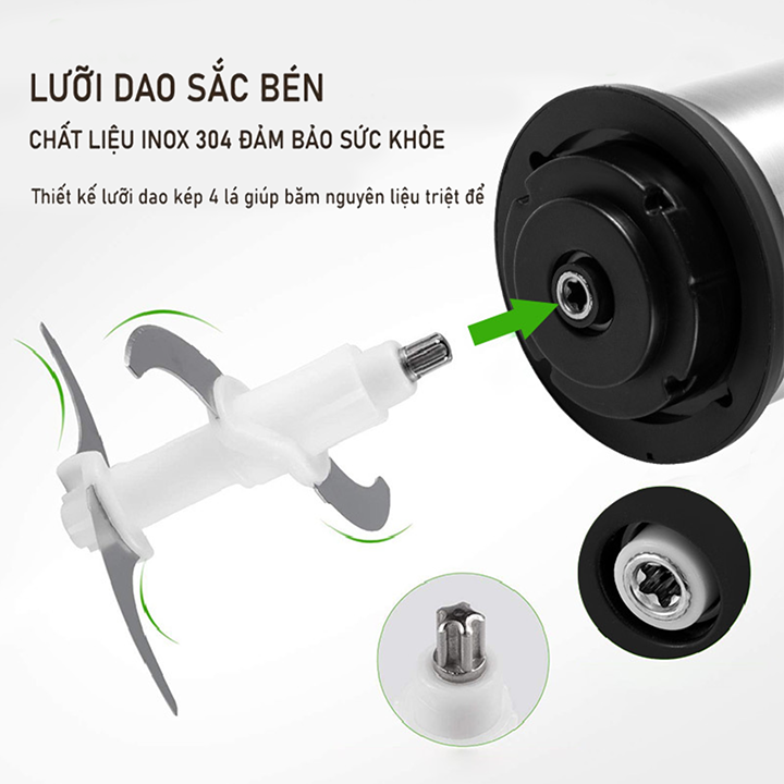 Máy xay thịt cối thủy tinh SOKANY 800W dung tích 2l xay thịt cá, rau củ đa năng
