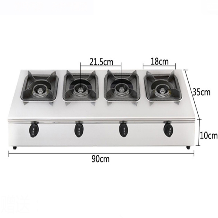 Bếp gas nấu mì cay 4 họng ngang chuyên bánh xèo, cơm niêu