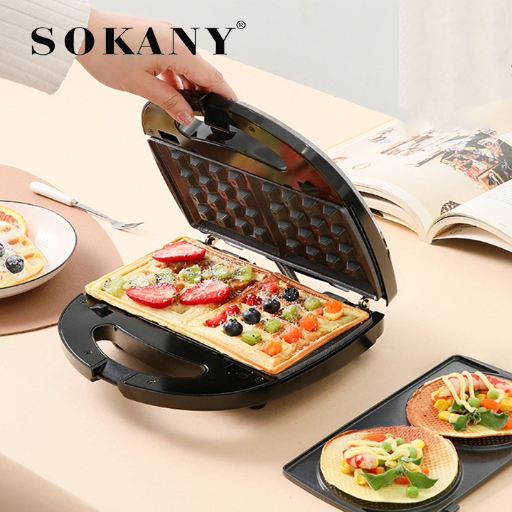 Máy nướng bánh waffle, làm bánh kẹp tàn ong SOKANY 750W