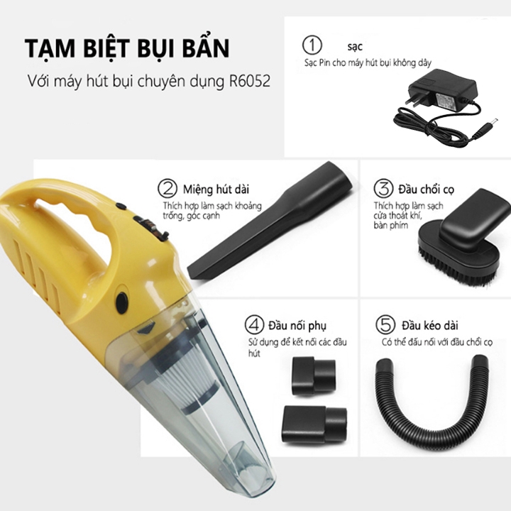 Máy hút bụi cầm tay sạc điện lực hút 3200PA không dây 120W