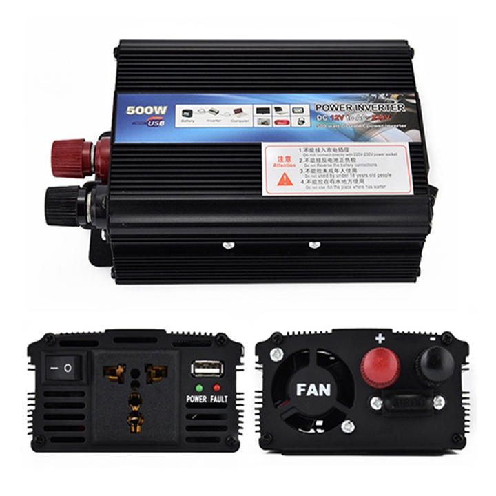 Bộ kích điện Inverter, bộ đổi nguồn từ 12v lên 220v công suất 500W