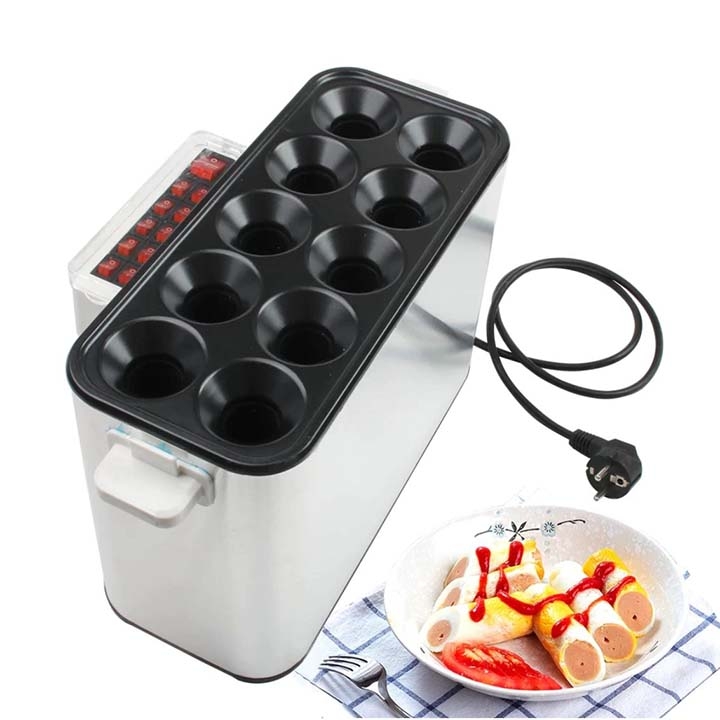 Máy làm trứng xúc xích 1400W 10 ống công nghiệp năng suất cao, làm nóng nhanh