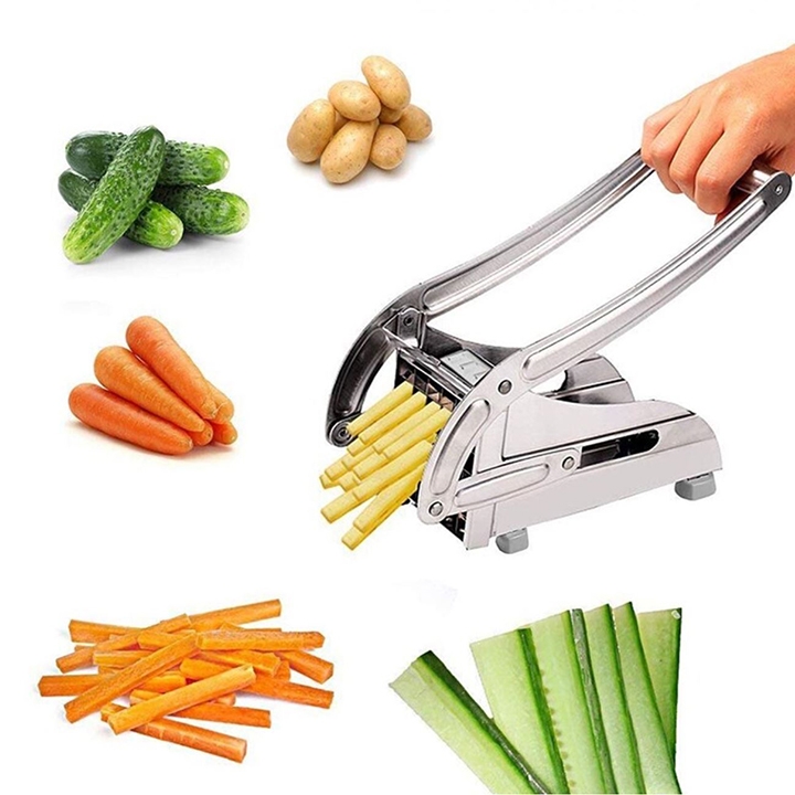 Dụng cụ cắt khoai tây chiên máy cắt củ quả hình vuông con trì 2 cỡ dao