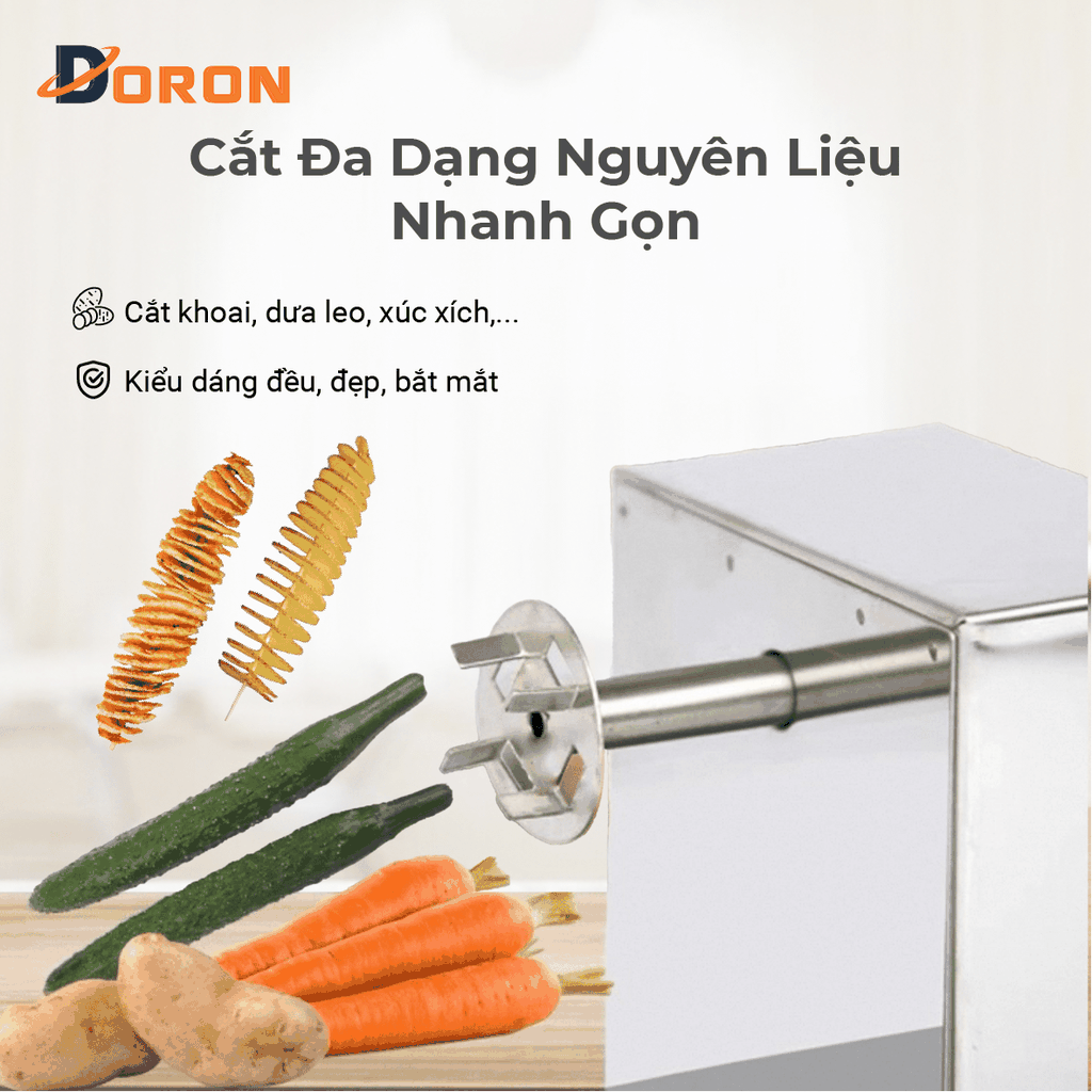 Máy cắt lốc xoáy khoai tây DORON inox không rỉ, sạch sẽ, tiện lợi