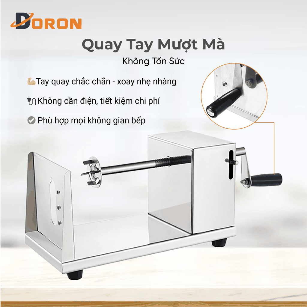 Máy cắt lốc xoáy khoai tây DORON inox không rỉ, sạch sẽ, tiện lợi