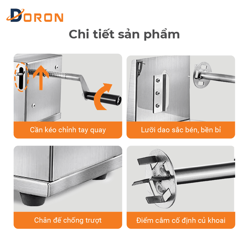 Máy cắt lốc xoáy khoai tây DORON inox không rỉ, sạch sẽ, tiện lợi