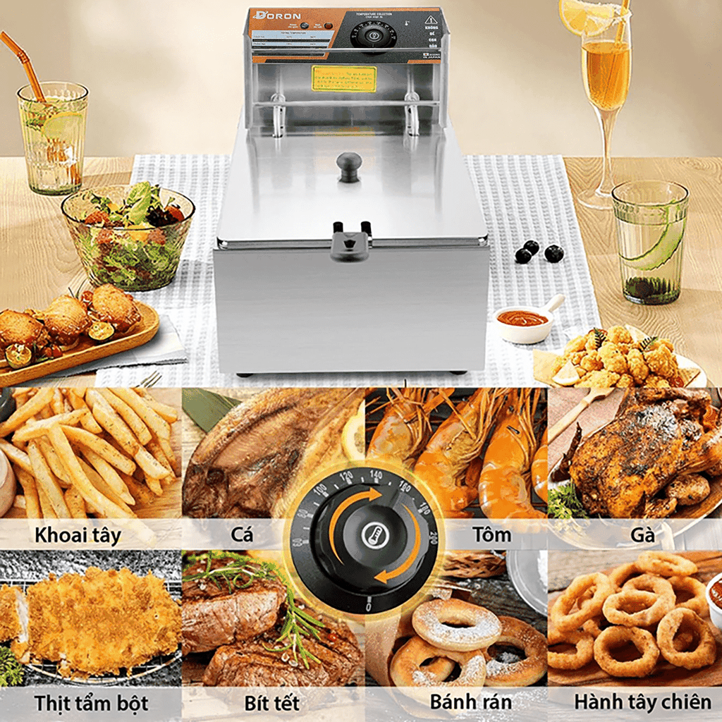 Bếp chiên nhúng điện 6L đơn DORON 2500W nhiệt độ cao, sôi cực nhanh