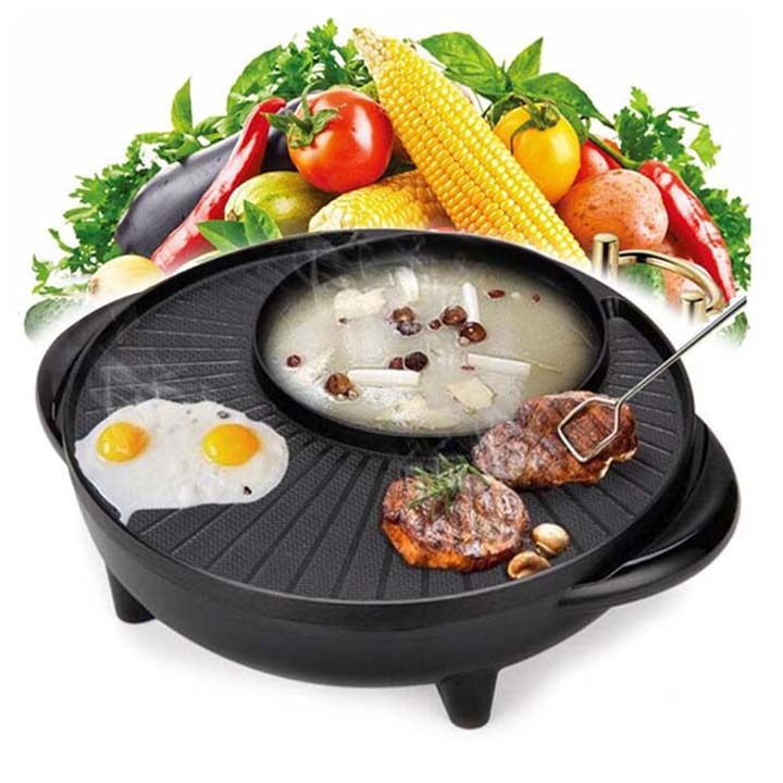 Bếp lẩu nướng điện đa năng 2 trong 1 chống dính Teflon
