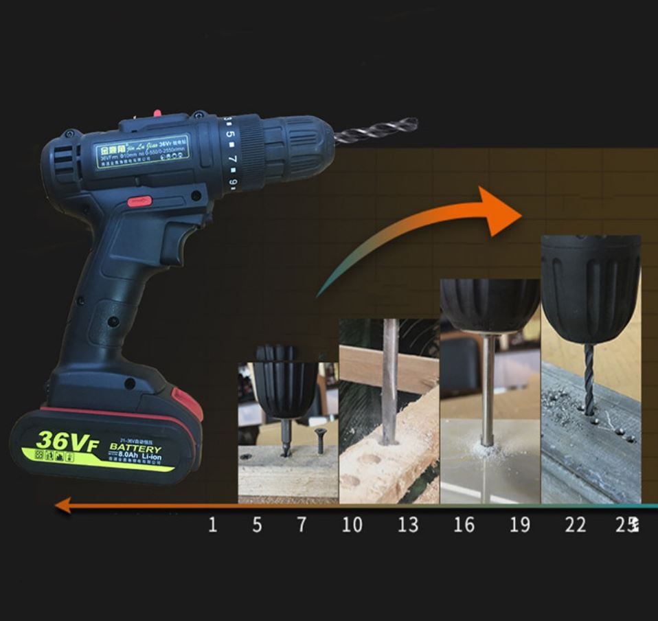 Máy khoan pin bắt vít cầm tay 36V lỗi đồng kèm full hộp phụ kiện