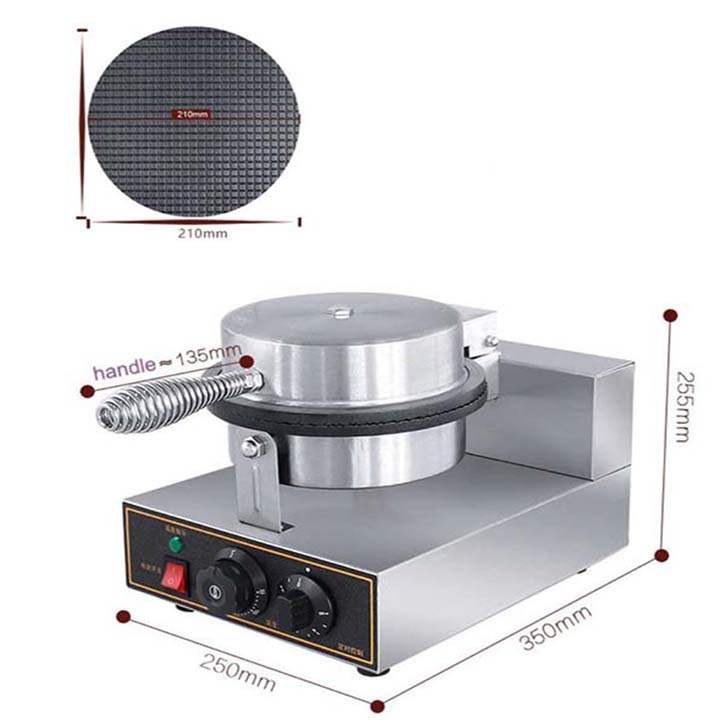 Máy làm vỏ kem ốc quế 1200W điều chỉnh 50 - 250 độ, làm nóng nhanh