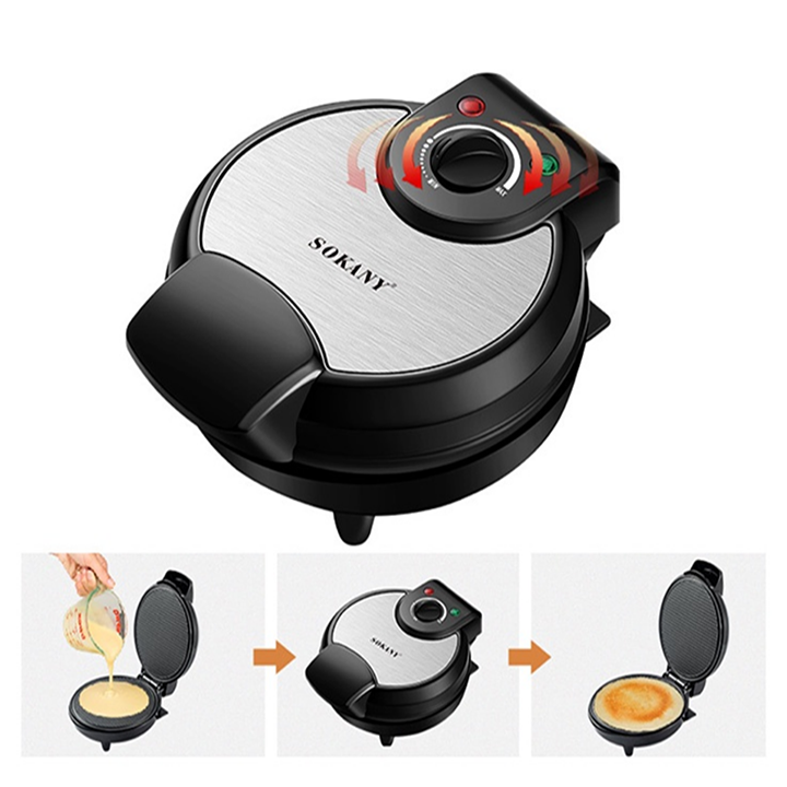 Máy làm vỏ ốc quế, máy làm ốc quế SOKANY1000W gia nhiệt kép, chống dính telfon siêu bền