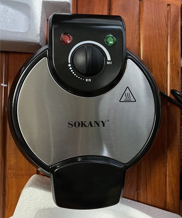 Máy làm vỏ ốc quế, máy làm ốc quế SOKANY1000W gia nhiệt kép, chống dính telfon siêu bền