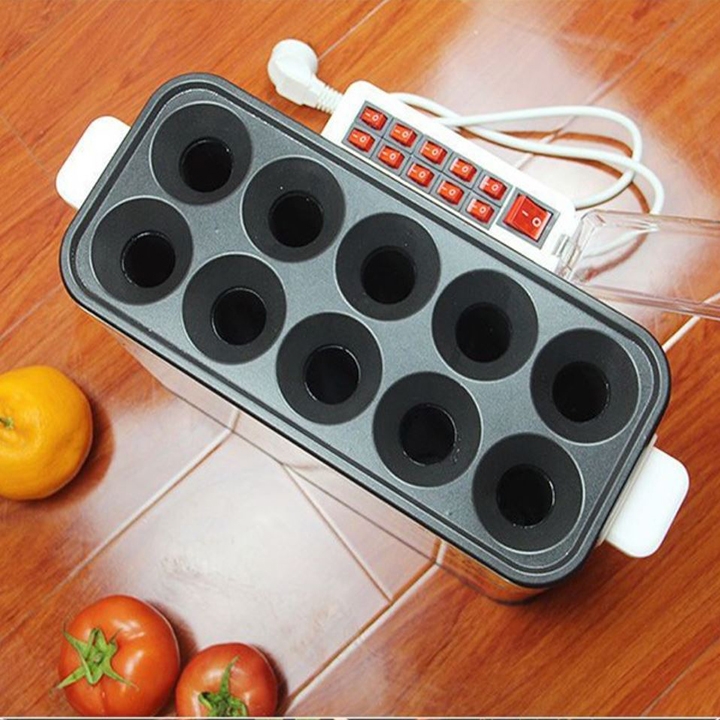 Máy làm trứng xúc xích 1400W 10 ống công nghiệp năng suất cao, làm nóng nhanh