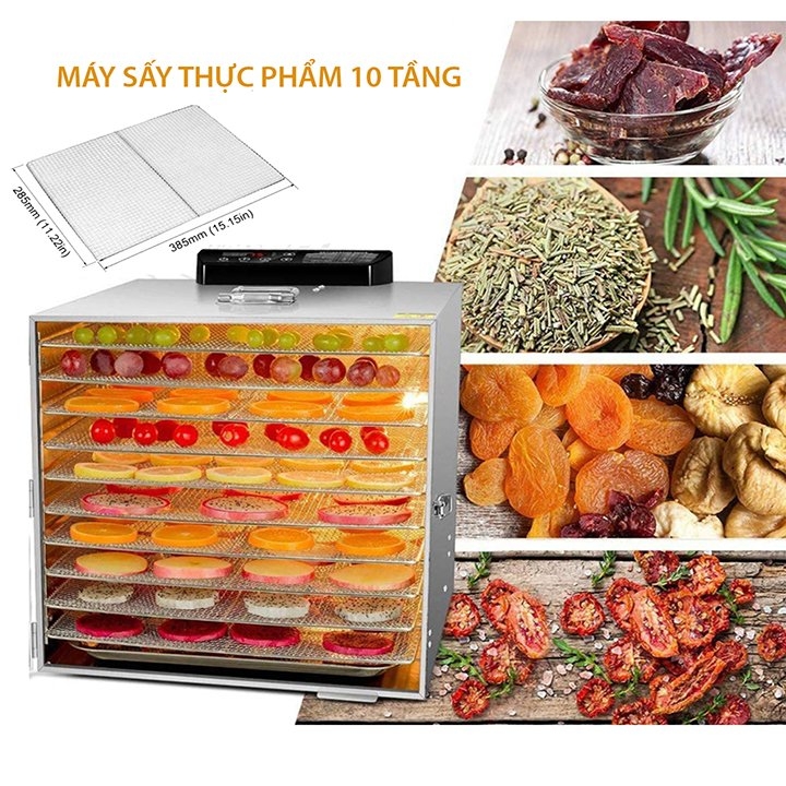 Máy sấy trái cây, máy sấy thực phẩm DEHYDRATOR 1000W 10 tầng sấy khô tiết kiệm điện năng