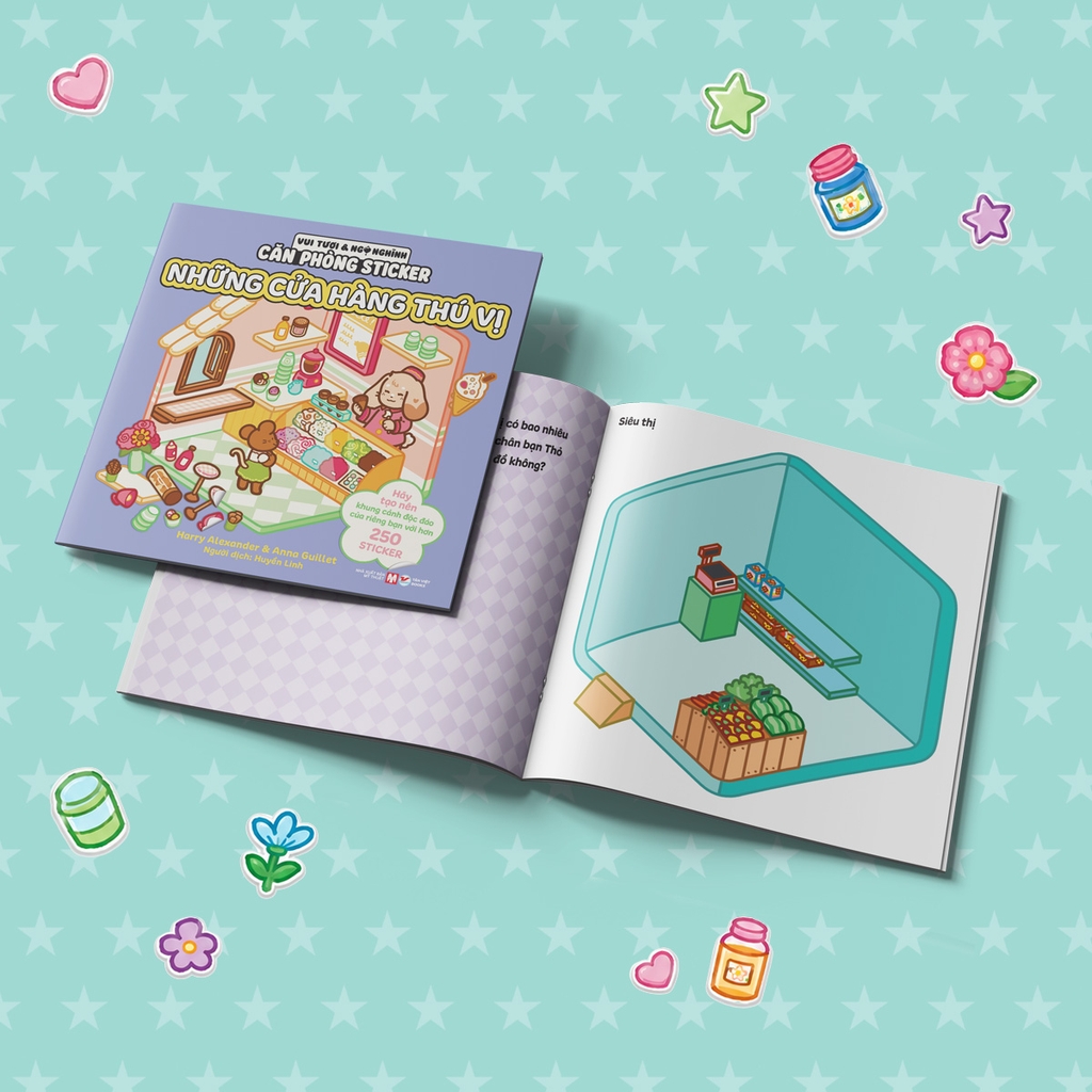 Combo 4 cuốn: Vui tươi & Ngộ nghĩnh: Căn phòng Sticker - Sách dán hình dễ thương cho bé