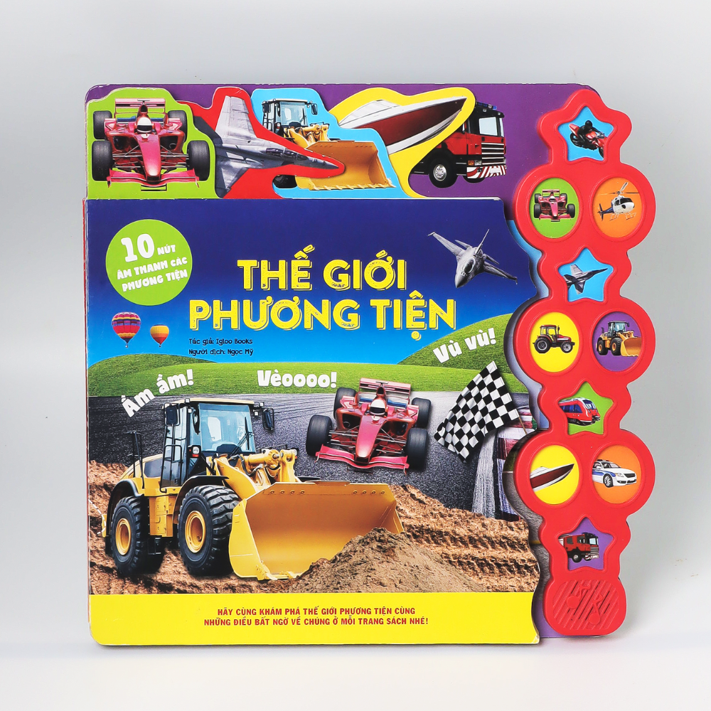 Combo 3 Cuốn Sách Âm Thanh 10 Nút: Vương Quốc Khủng Long, Thế Giới Phương Tiện, Động Vật Bé Con