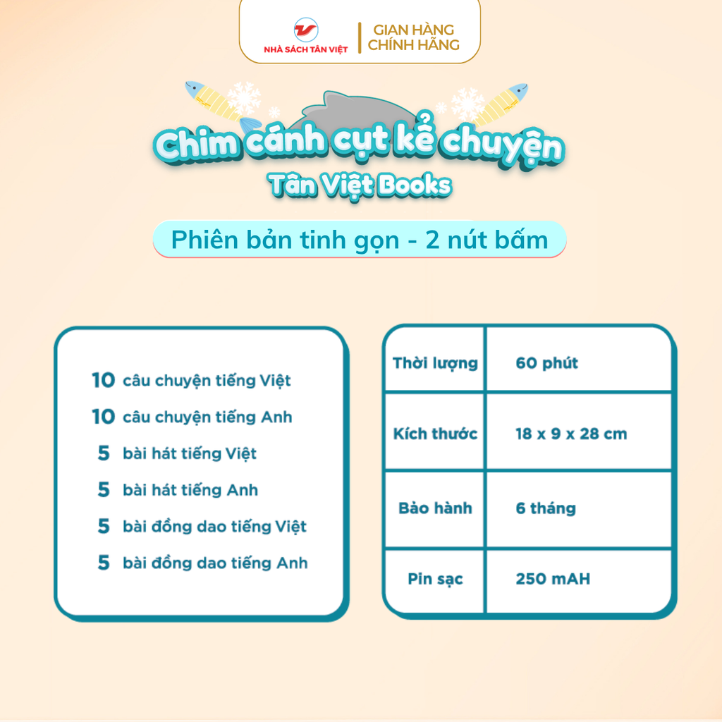 Chim Cánh Cụt Kể Chuyện - Phiên Bản Tinh Gọn - 2 Nút Bấm - size 25cm