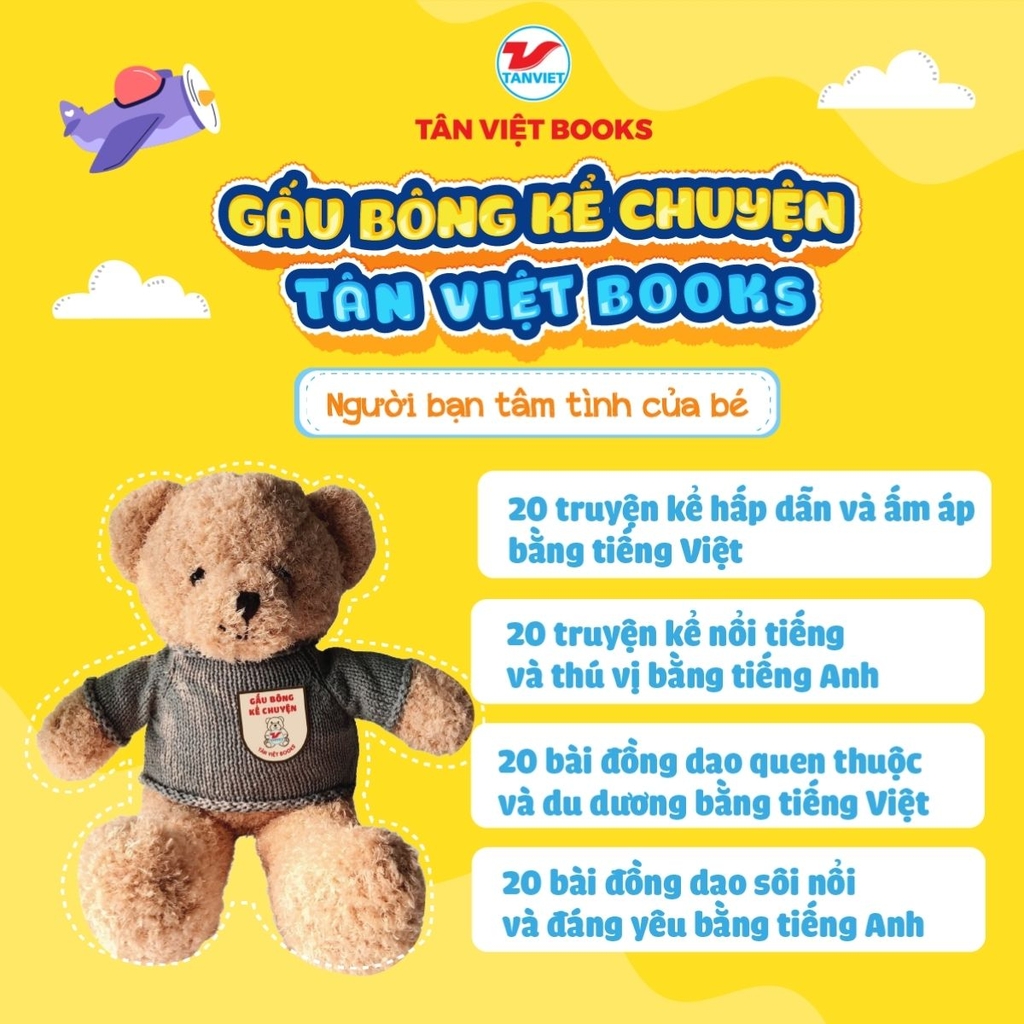Gấu Bông Kể Chuyện Tân Việt Books - Màu Xanh