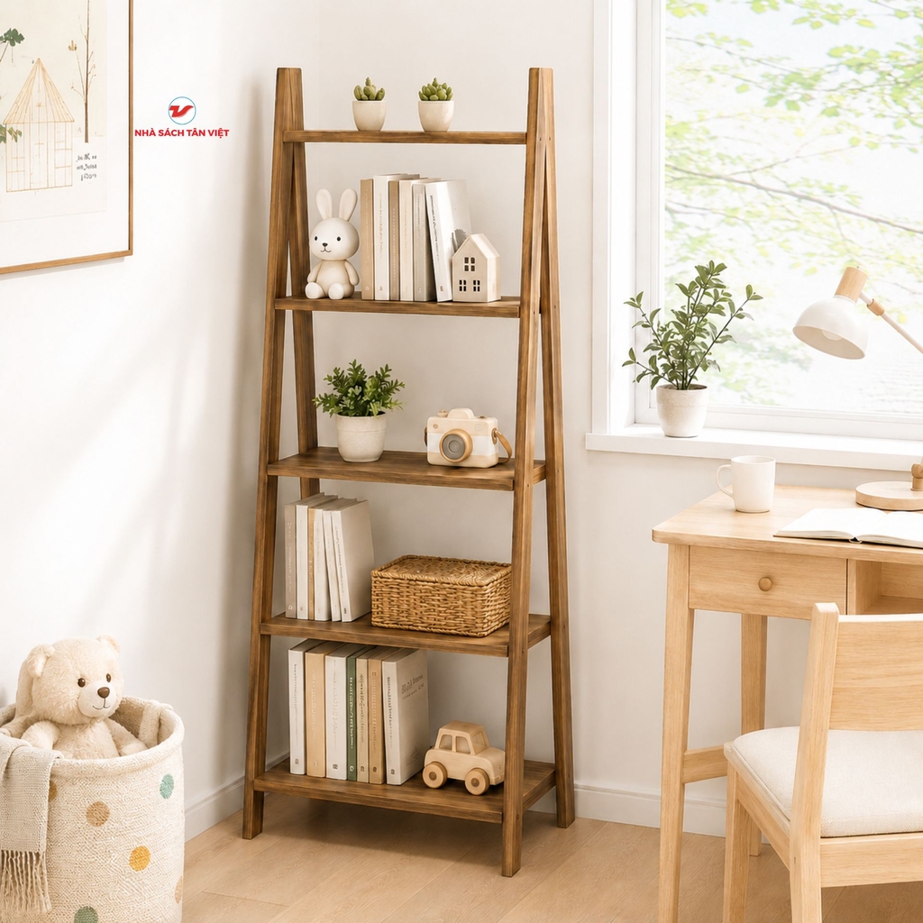 Kệ Sách Athena 5F Gỗ Cháy GP114.08 – Kệ Sách Đa Năng Phong Cách Bắc Âu