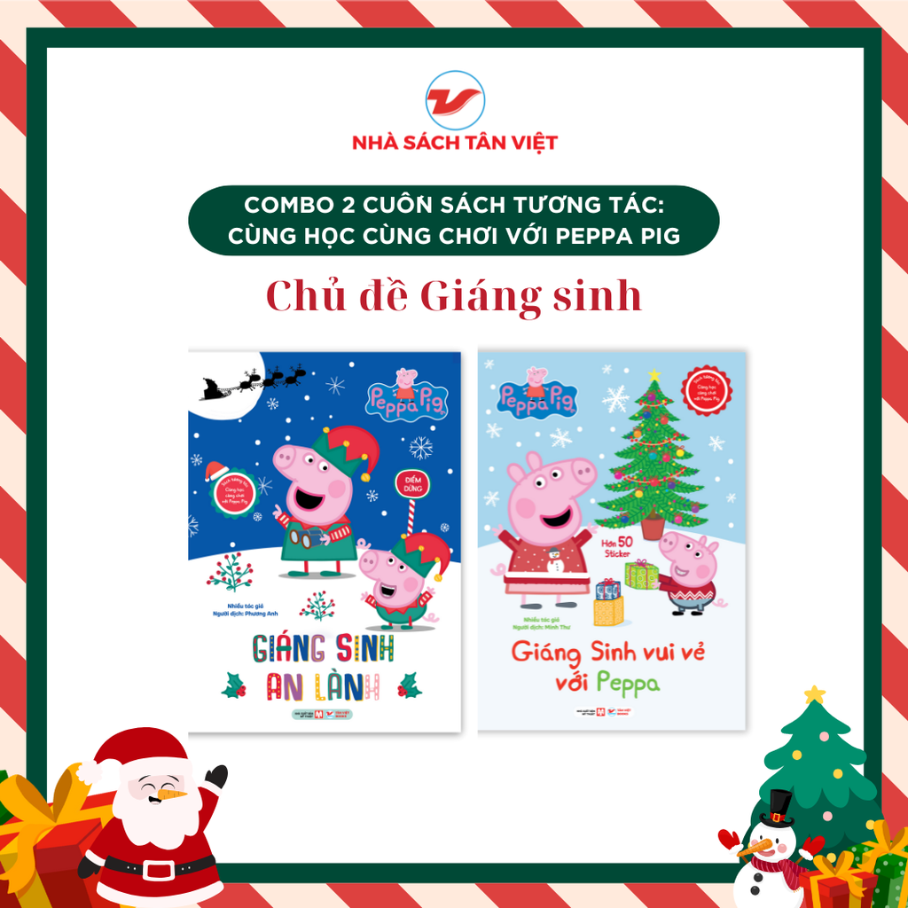 Combo 2 cuốn : Sách tương tác Cùng học cùng chơi với Peppa Pig - Chủ Đề Giáng Sinh