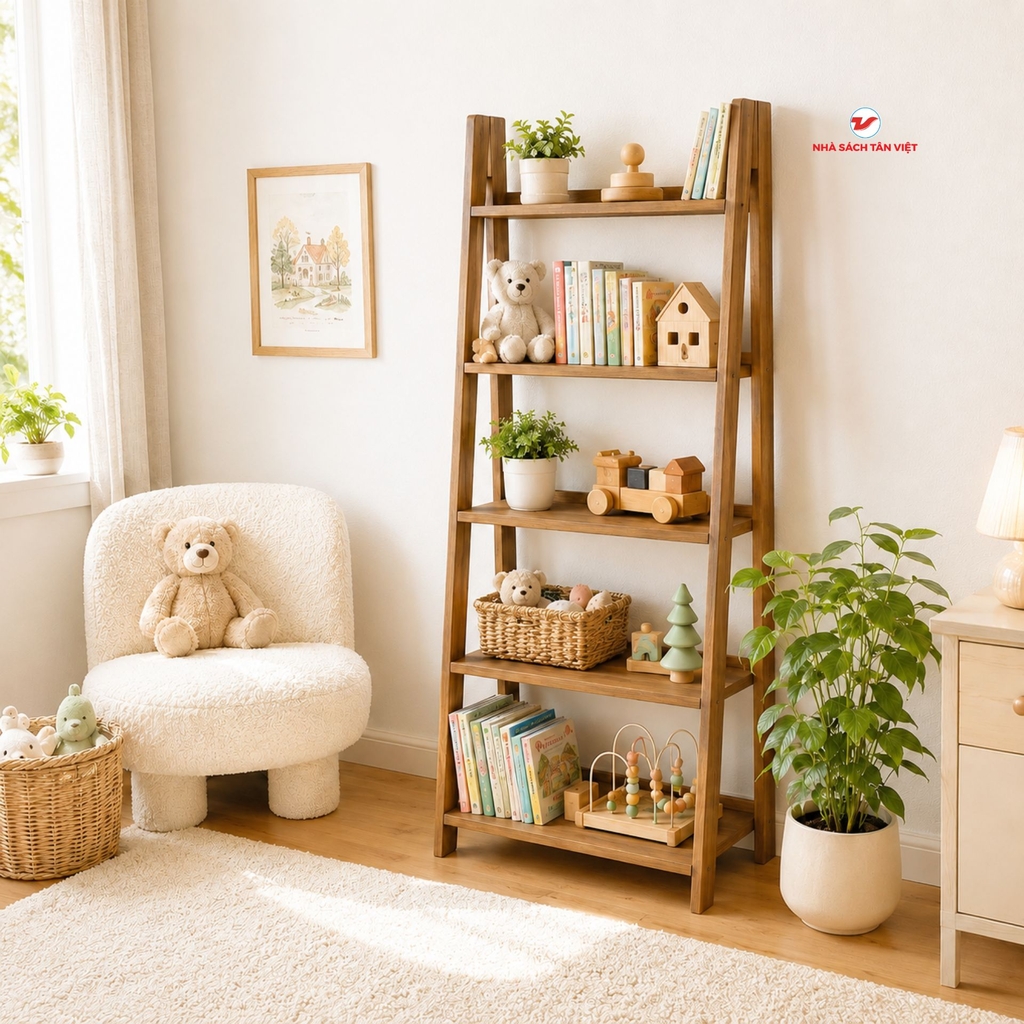 Kệ Sách Athena 5F Gỗ Cháy GP114.08 – Kệ Sách Đa Năng Phong Cách Bắc Âu
