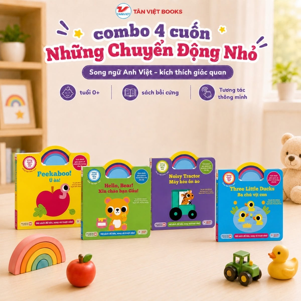 Combo 4 cuốn: Những Chuyển Động Nhỏ - Kích Thích Giác Quan - Song Ngữ Anh Việt