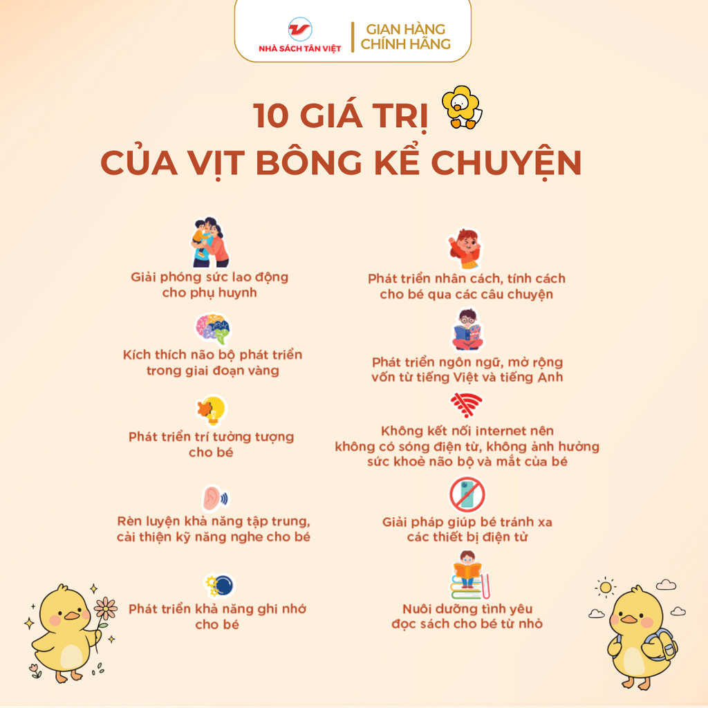 Vịt Bông Vàng Kể Chuyện - Phiên Bản Tinh Gọn - 2 Nút Bấm - Size 25cm