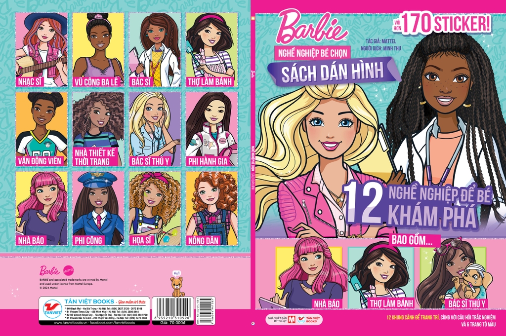 Barbie 12 Nghề Nghiệp Để Bé Khám Phá - Sách Dán Hình Với Hơn 170 Sticker !