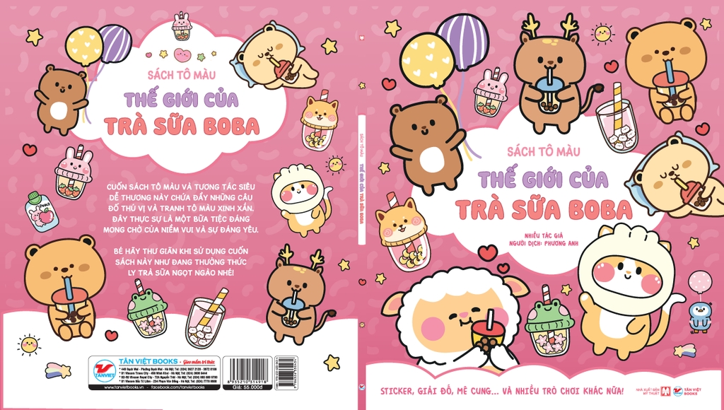 Combo 4 Cuốn Sách Tô Màu Tương Tác Trà Sữa Boba - Phát Triển Đa Giác Quan