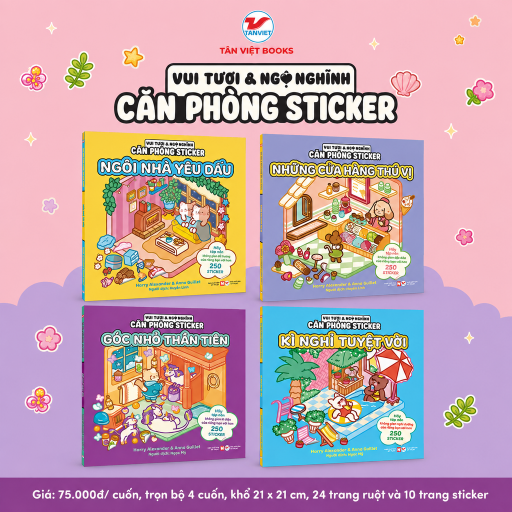 Combo 4 cuốn: Vui tươi & Ngộ nghĩnh: Căn phòng Sticker - Sách dán hình dễ thương cho bé