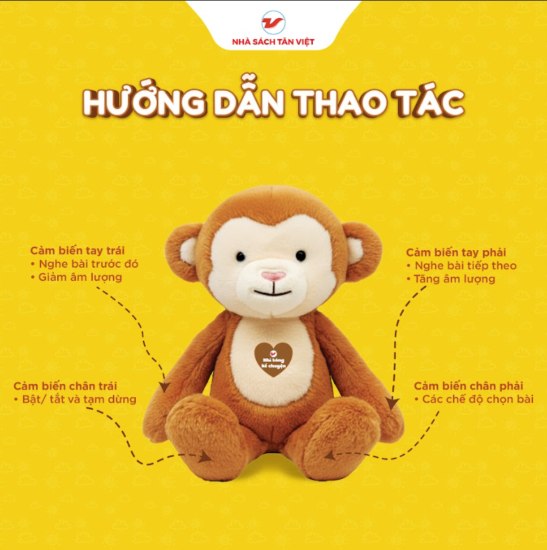 Khỉ bông kể chuyện - Size nhỏ 25cm - Món quà trí tuệ cho bé