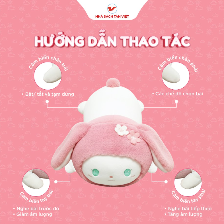 Thỏ bông kể chuyện - Loại nhỏ nằm ngang - Size 25cm - Món quà trí tuệ cho bé