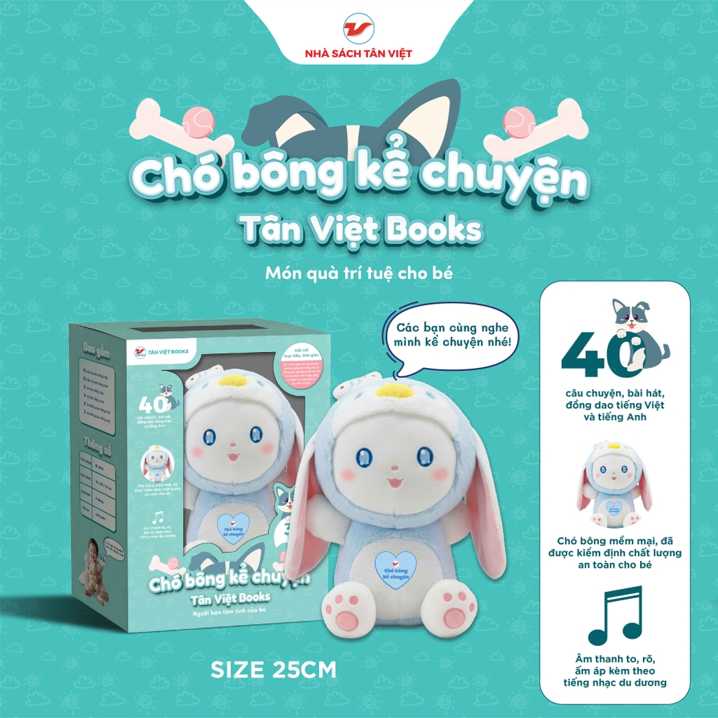 Chó bông kể chuyện - Size nhỏ 25cm - Món quà trí tuệ cho bé