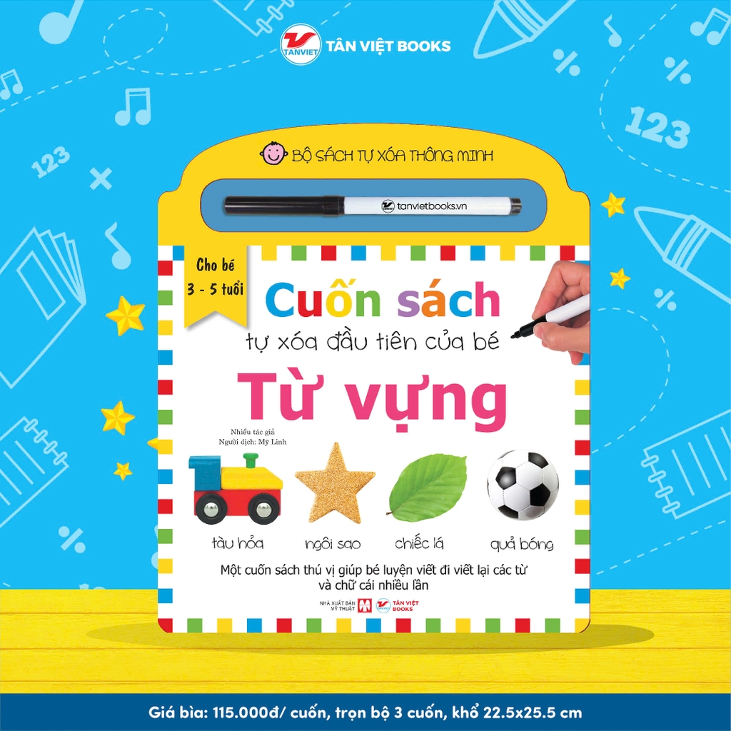 Combo 3 Cuốn sách tự xóa đầu tiên của bé - dành cho bé 3-5 tuổi
