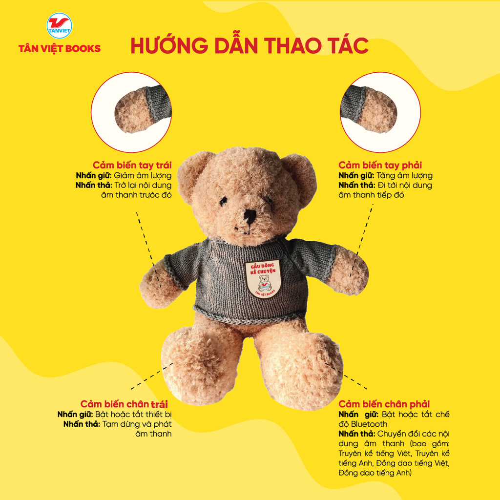 Gấu Bông Kể Chuyện Tân Việt Books - Màu Xám