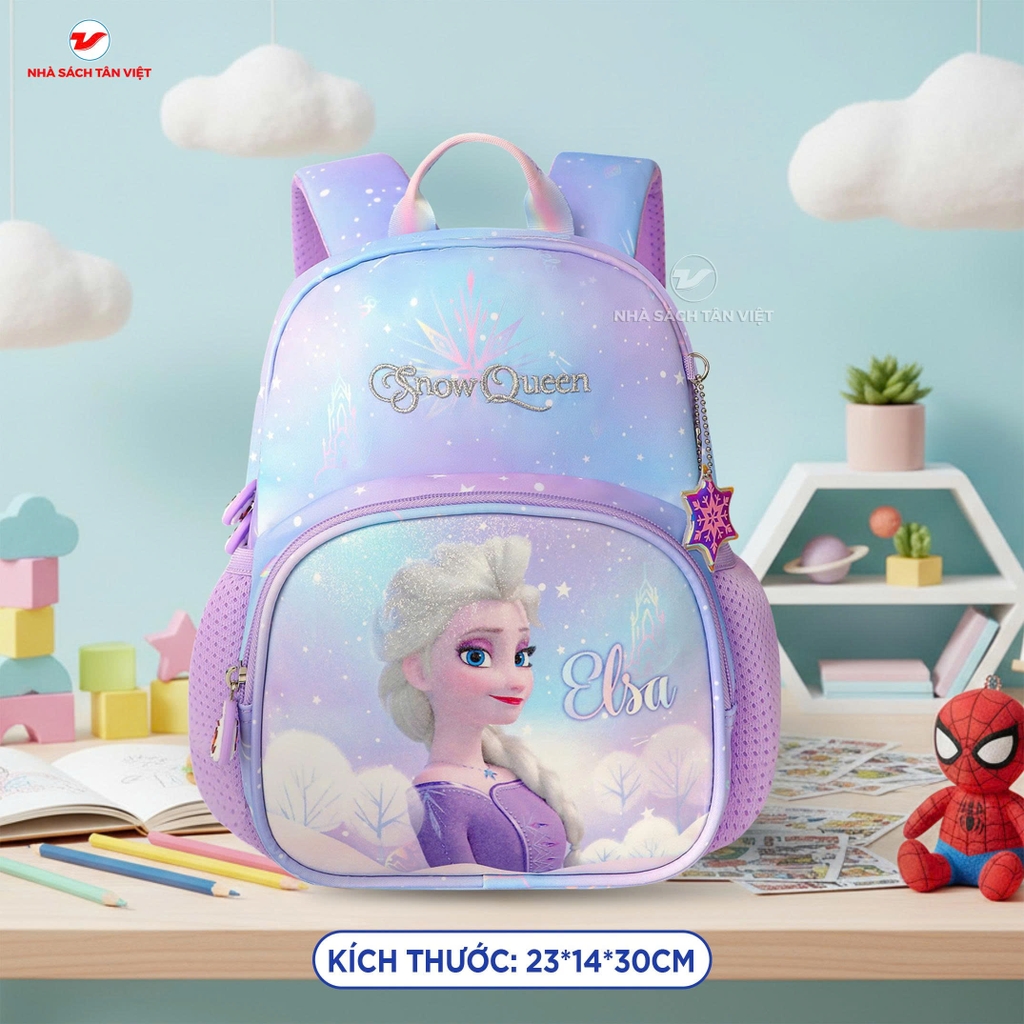 [BÁN CHẠY] Balo Mầm Non Disney - Công Chúa Elsa Dễ Thương - Màu Tím Mộng Mơ - Dành Cho Bé Gái