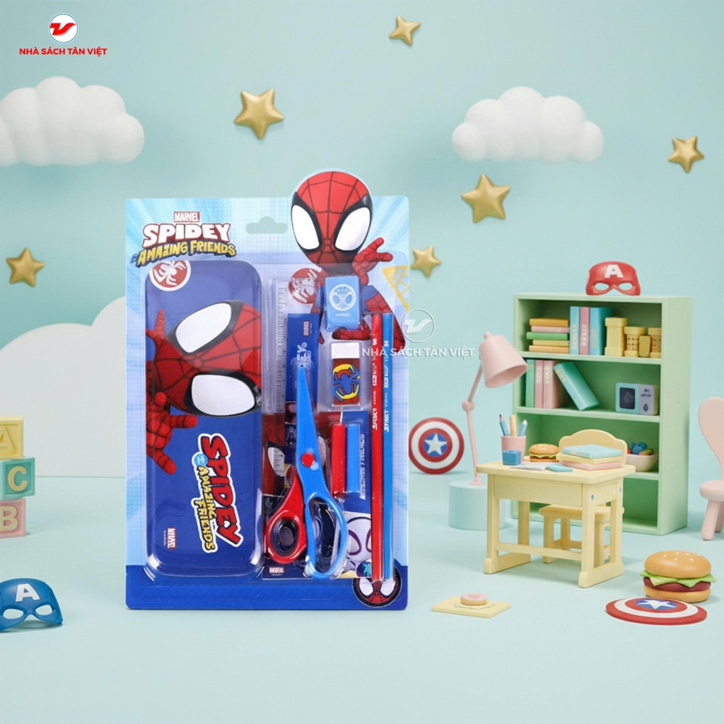 Bộ Dụng Cụ Học Tập Spider Man - 8 Chi Tiết - Dành Cho Học Sinh Tiểu Học - D01131A1