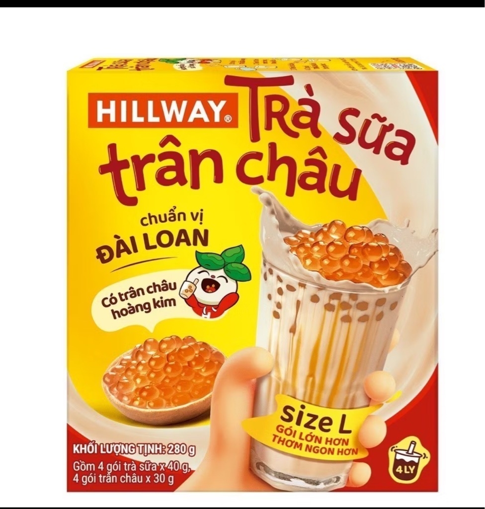Trà Sữa Trân Châu Hoàng Kim Hillway - インスタントパールミルクティー 280g ( Hộp 4 gói)